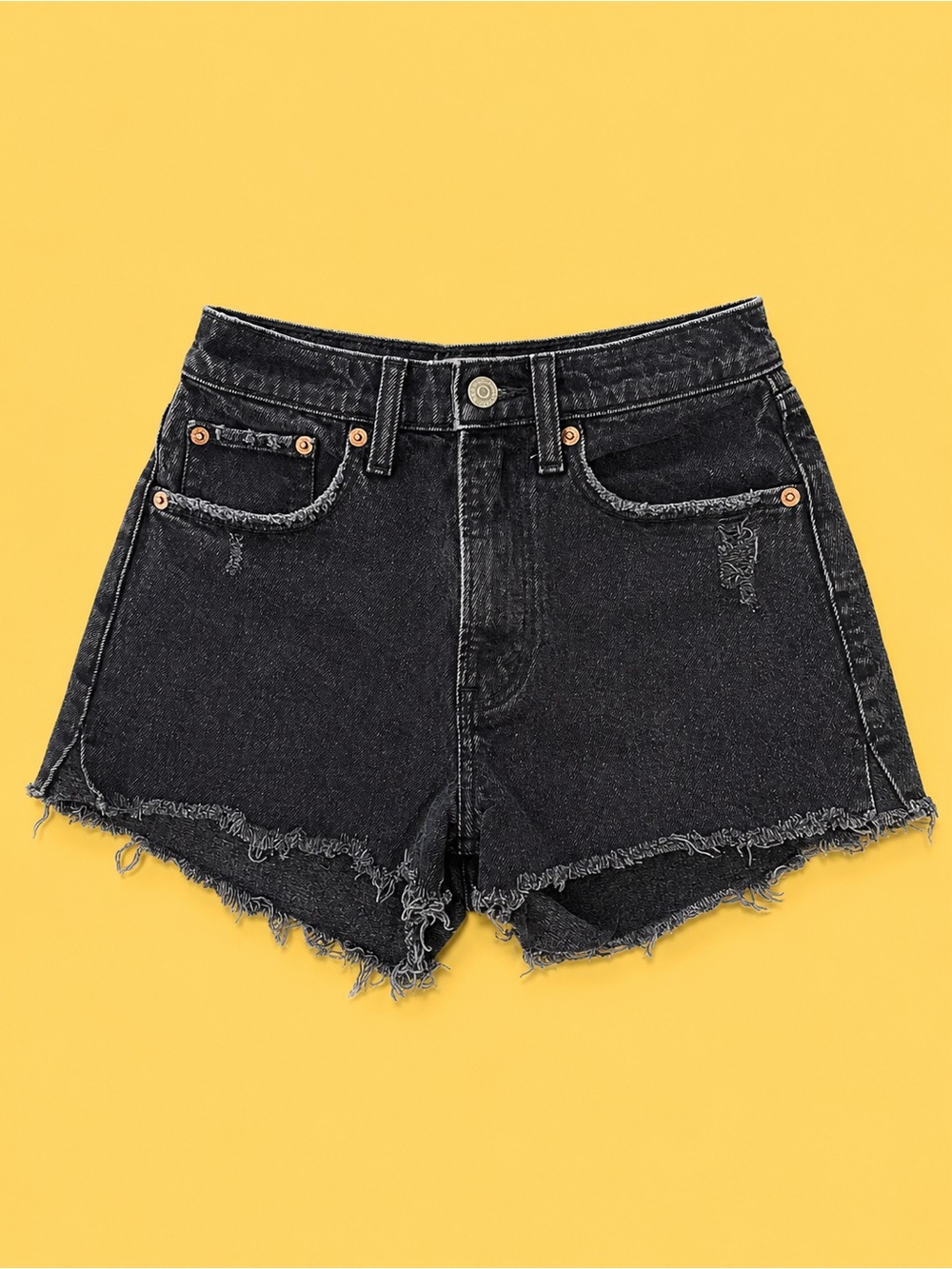Abercrombie & Fitch Black Distressed Raw-Hem Denim Shorts